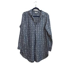 CP Shades x Free People Bailey Tunic Womens S Blue Linen Shirt Dress Lagenlook